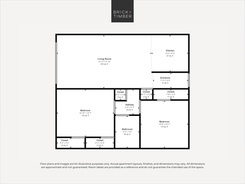 Floor plan for 2 beds, 1 bath, 781 sqft